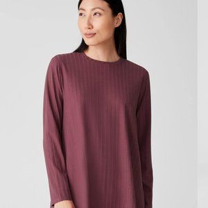 Eileen Fisher Fig Mauve Washable Stretch Rib Crew Neck Top Size PP